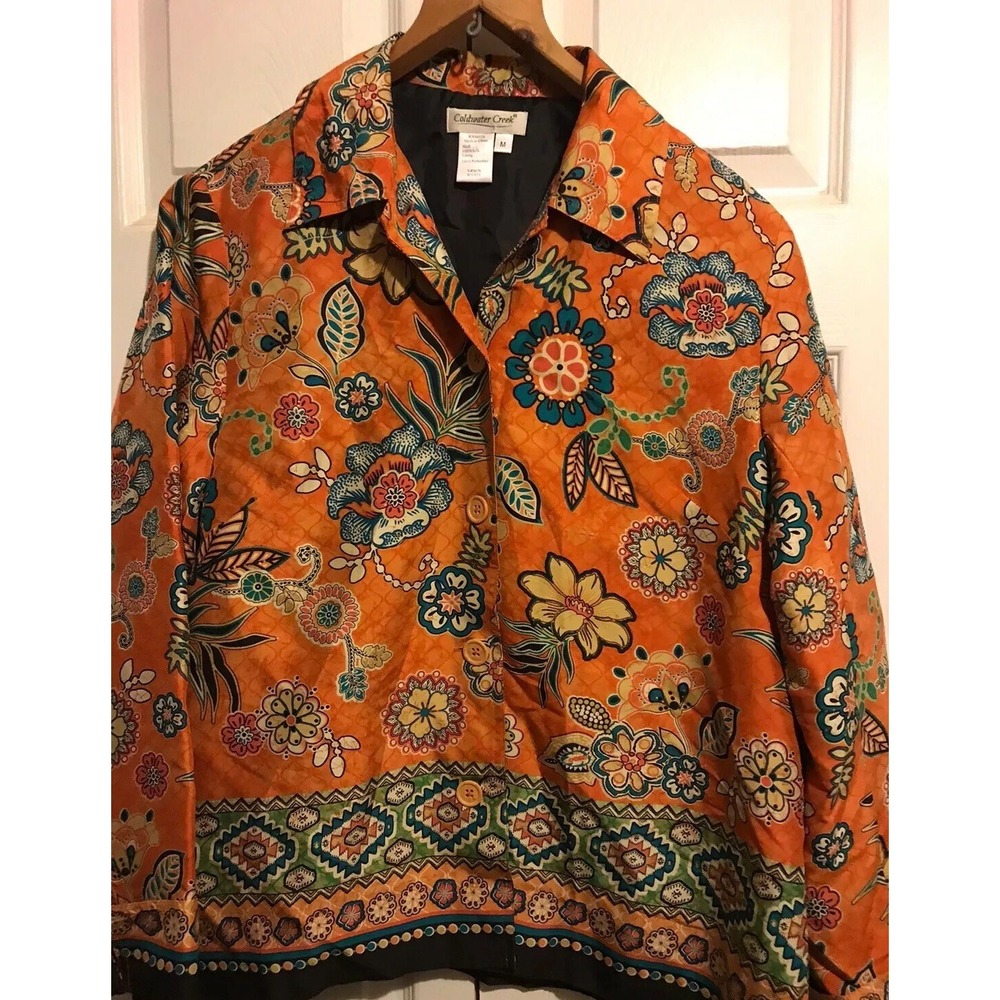 Coldwater Creek size M silk blazer jacket floral